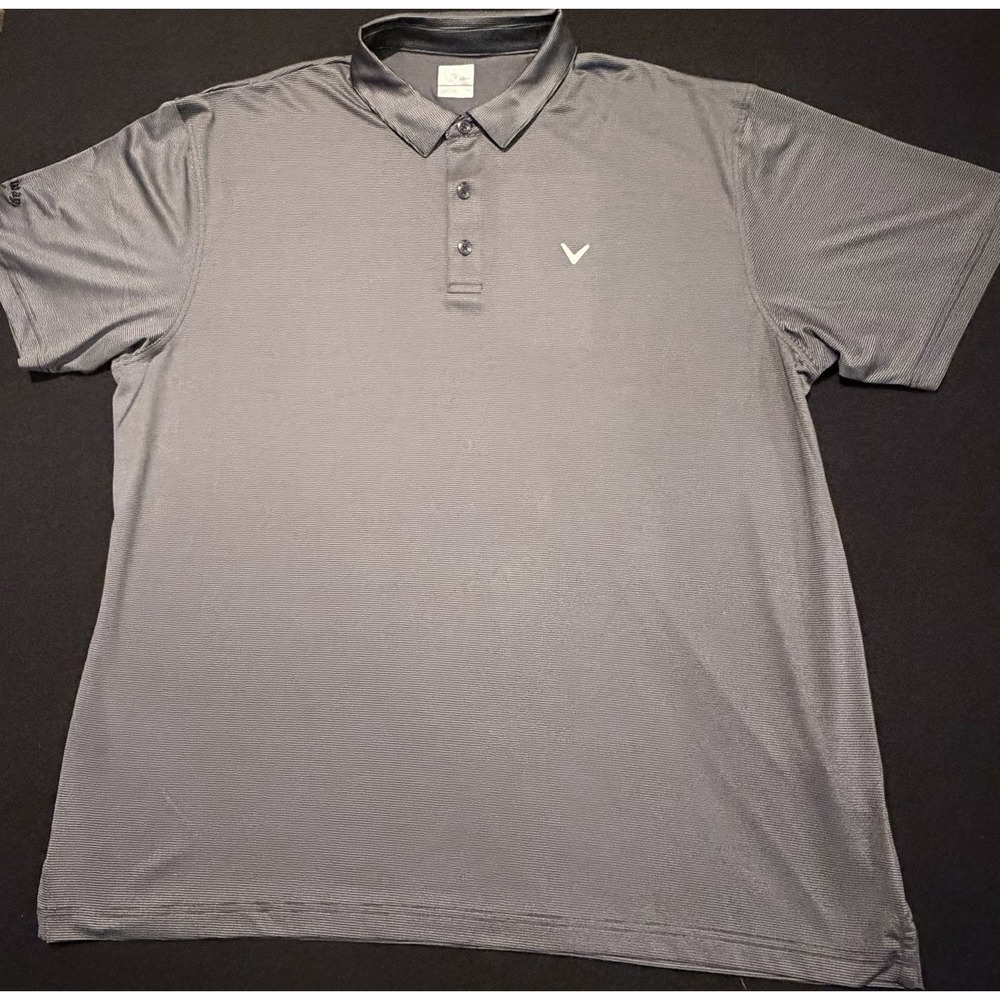 Callaway Polo Shirt Gray Stripped Short Sleeve Regular-Fit Golf Shirt Mens XXL